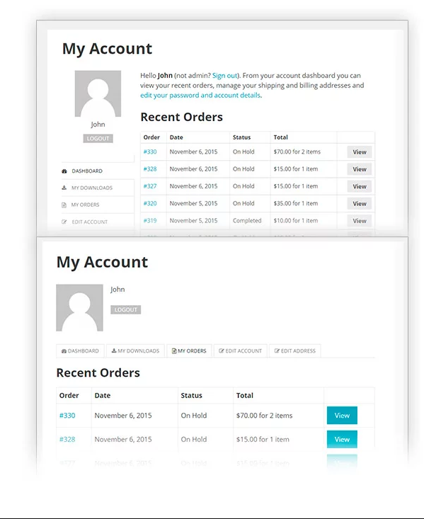 Tính năng YITH WooCommerce Customize My Account Page Plugin