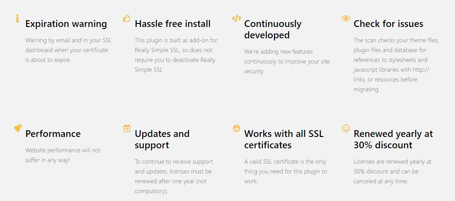 Tính năng nổi bật Premium - Really Simple SSL