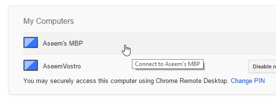 Connect to another computer