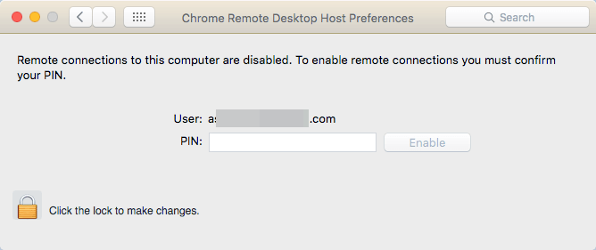 Remote connection disabled mac