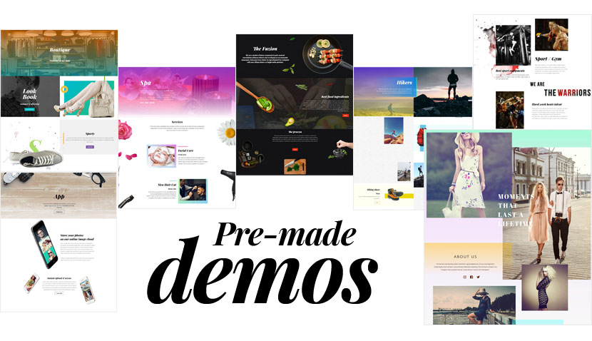 Displays snapshots of 11 pre-designed demo layouts available with the Float theme