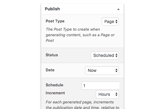 Page Generator Pro: Chức năng lập lịch trình nâng cao