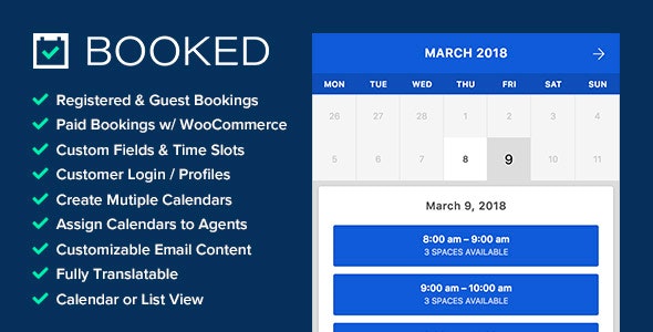 Đã đặt - Đặt lịch hẹn cho WordPress - Bán mặt hàng CodeCanyon