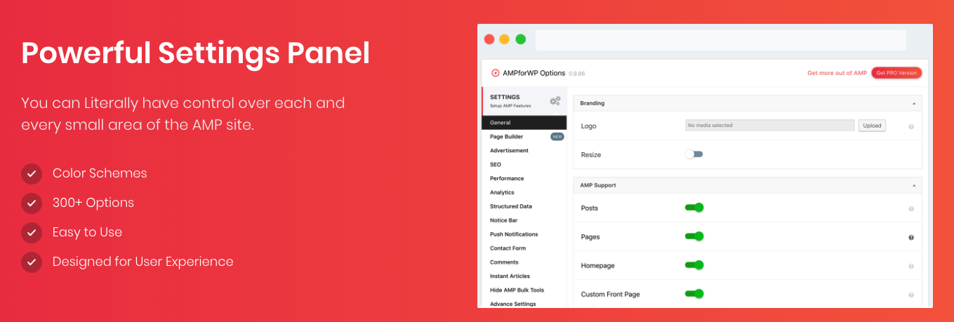 AMP for WP – Setting panel