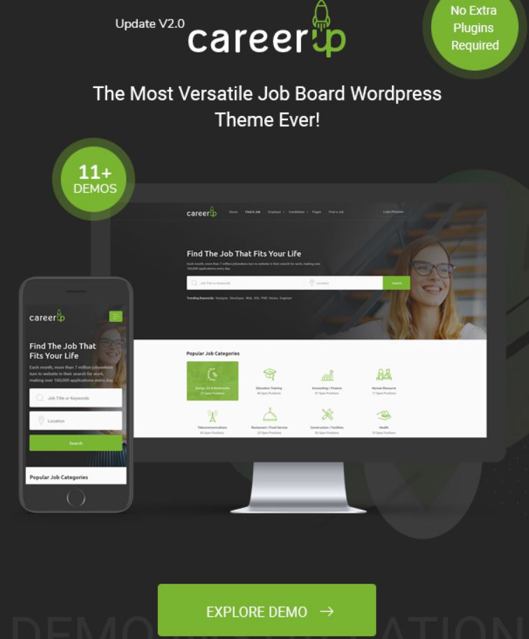 Tính năng CareerUp - Job Board WordPress Theme 1