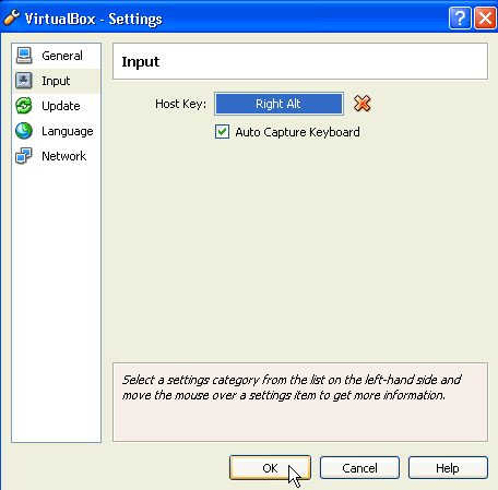 Thay đổi khóa máy chủ trong VirtualBox