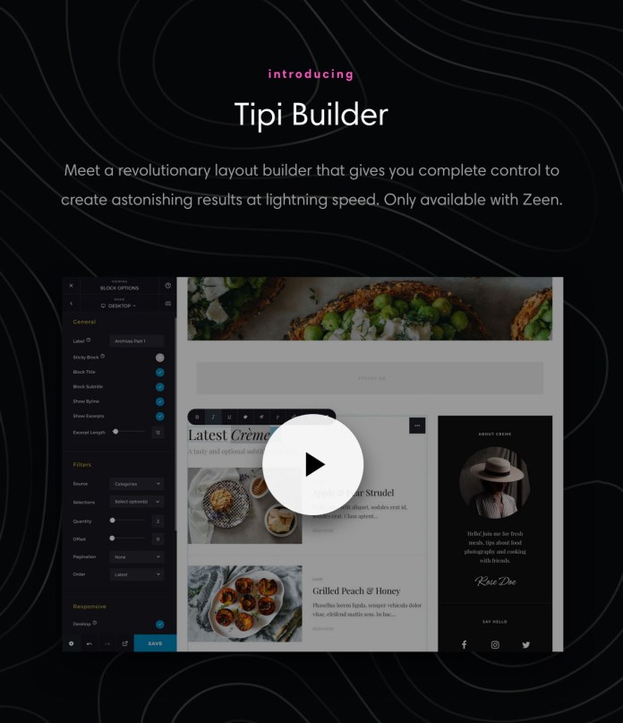 Tipi Builder Frontend WordPress Xây dựng trang