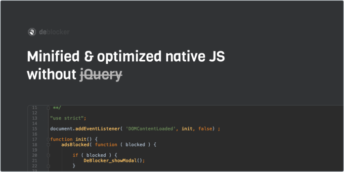 JS gốc được thu nhỏ và tối ưu hóa mà không có jQuery