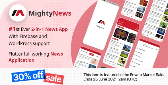 MightyNews - Flutter 2.0 News App with Wordpress + Firebase backend