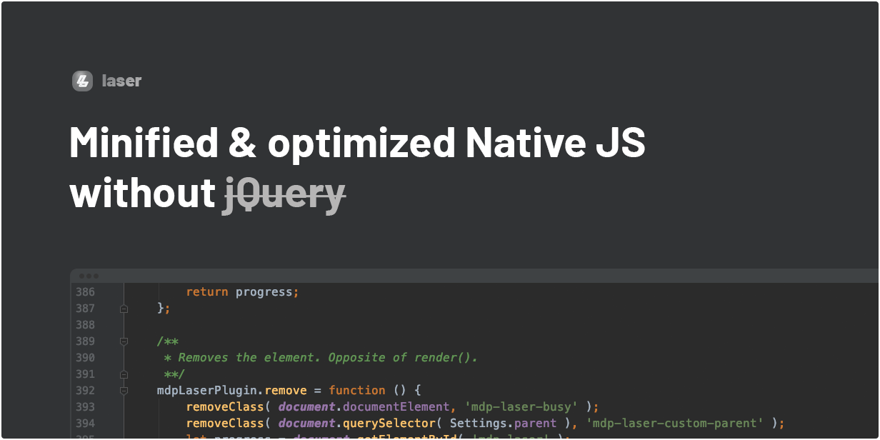 Native JS được thu nhỏ & tối ưu hóa mà không có jQuery