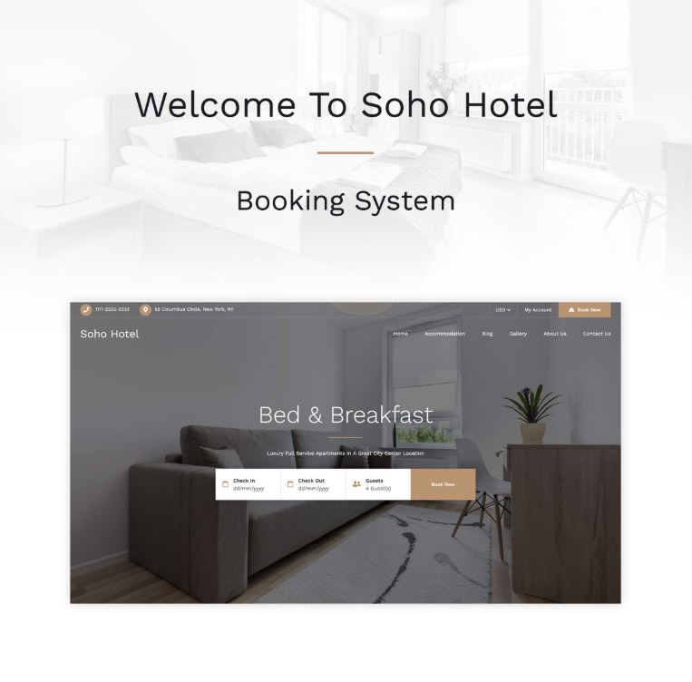 Soho Hotel Booking Calendar WordPress Theme 1