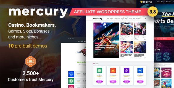 Mercury – Gambling & Casino Affiliate WordPress Theme, News & Reviews
