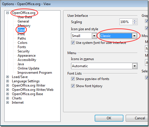 Thay đổi các nút trong OpenOffice Writer trông giống như Word