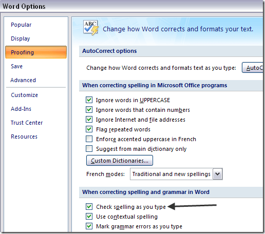 kiểm tra chính tả Outlook 2007