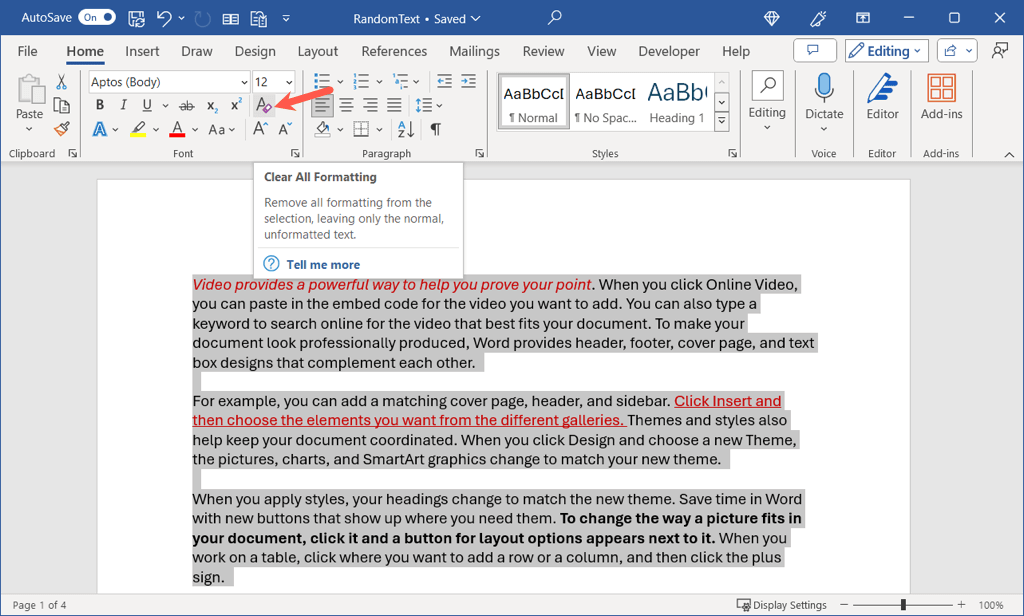 Cách xóa định dạng trong Microsoft Word hình 4