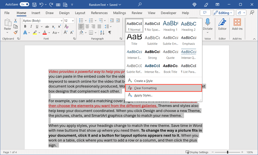Cách xóa định dạng trong Microsoft Word hình 5