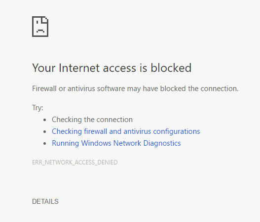 bị chặn internet